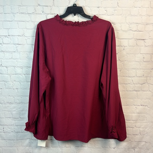 BloomChic Burgundy Ruffle Trim Long Sleeve Top Plus Size 5X - Picture 6 of 6